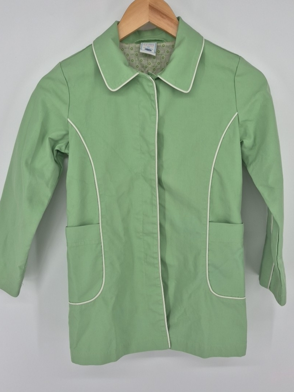 OLD NAVY Girls M Mint Green Button Front Collared Jacket 100% Cotton Vintage Y2K
